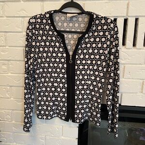 Joseph Ribkoff Black & White Geometric Zip Jacket Made in Canada